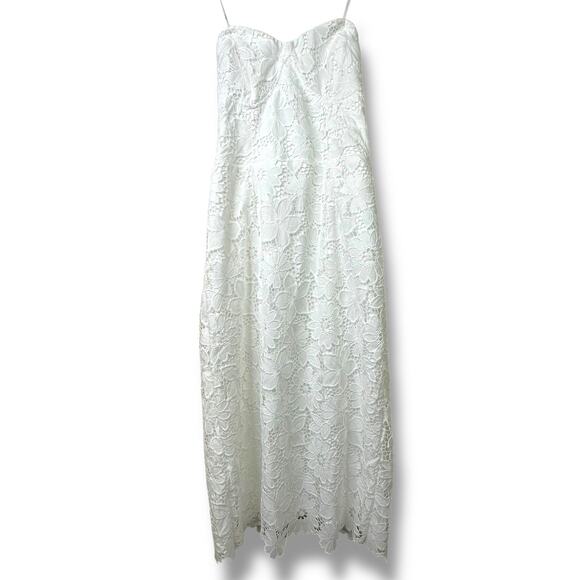 Lulus NWOT Aramis White Embroidered Lace Strapless Bustier Midi Dress Large - Picture 3 of 10